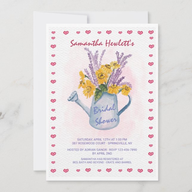 Watering Can Shower Invitation (Front)