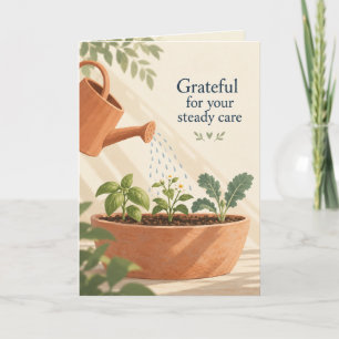 Watering Can Steady Care Thank You Card