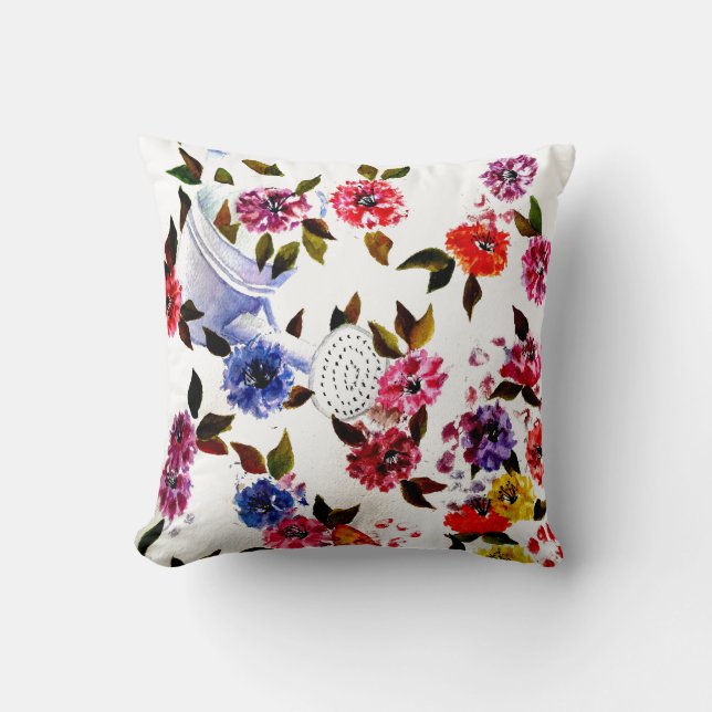 WATERING CAN THROW PILLOW (Front)