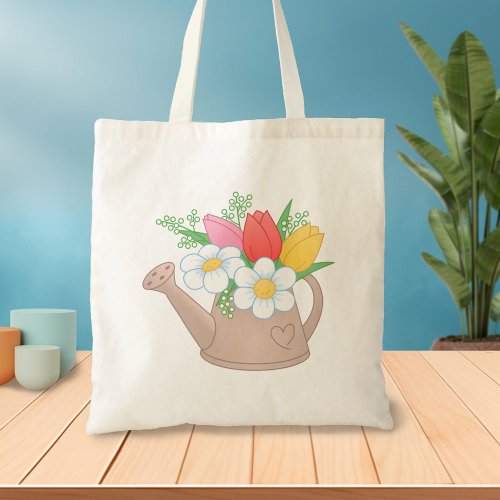 Watering Can with Flowers Tote Bag