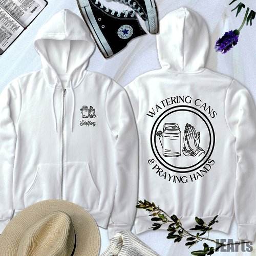Watering Cans and Praying Hands Plants Gardening Hoodie