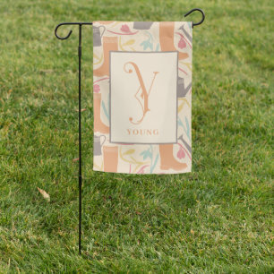 Watering Cans, Galoshes, Flowers with Monogram Y Garden Flag