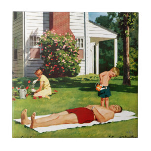 Watering Father Ceramic Tile