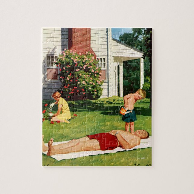 Watering Father Jigsaw Puzzle (Vertical)