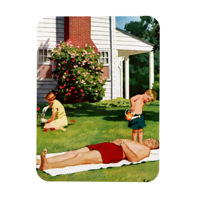 Watering Father Magnet (Vertical)