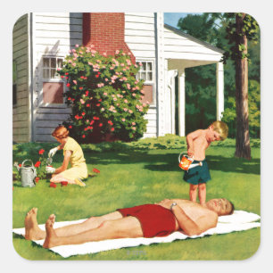 Watering Father Square Sticker