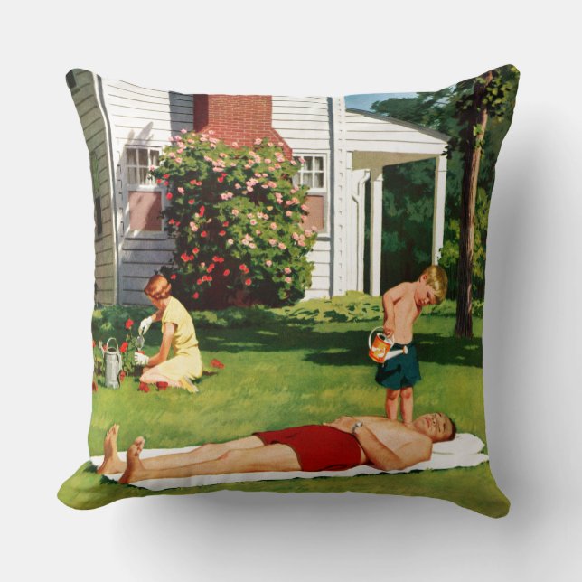 Watering Father Throw Pillow (Front)