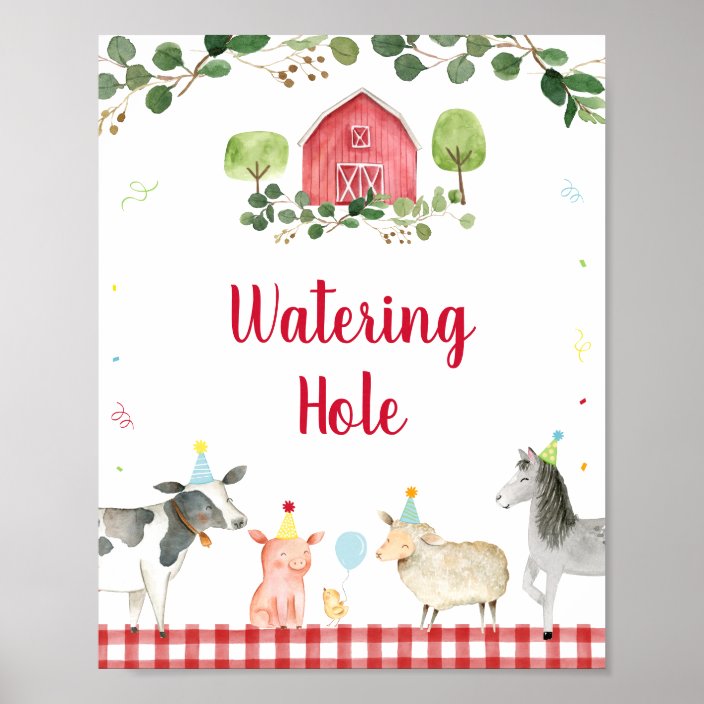 Watering Hole Farm Birthday Sign Zazzle Com