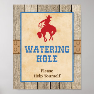 Watering Hole Sign Cowboy Western Drink Sign