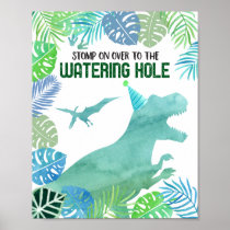 Watering Hole T-Rex Dinosaur Birthday Sign