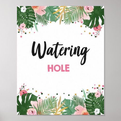 Watering Hole Tropical Safari Girl Birthday Sign