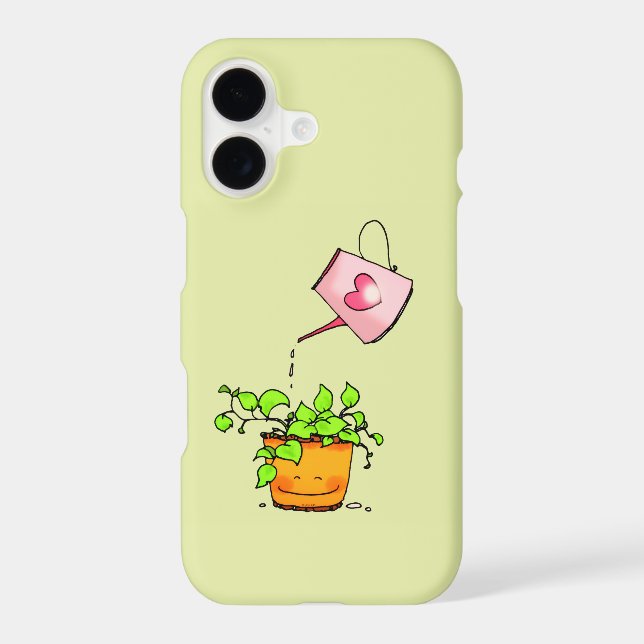 Watering Love, Happy Houseplant iPhone Case (Back)
