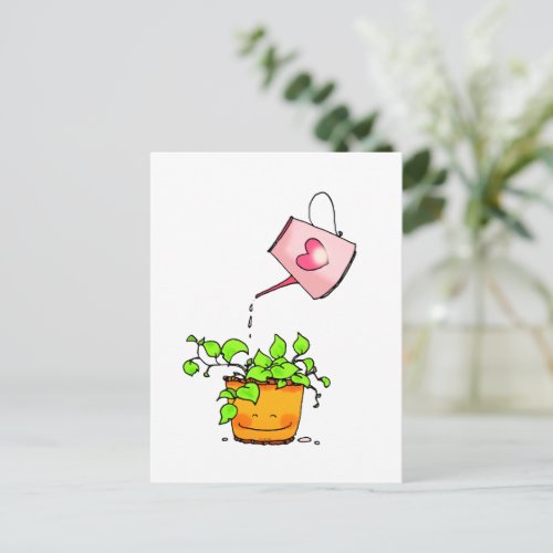 Watering Love, Happy Houseplant Postcard