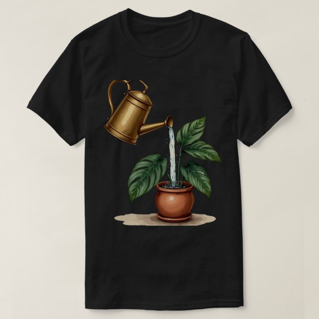 Watering Monstera T-Shirt (Design Front)