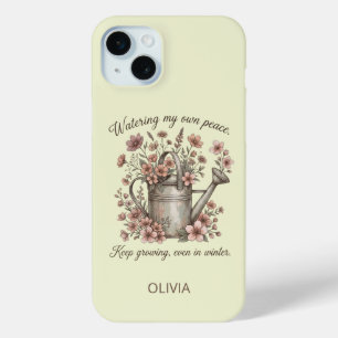 Watering My Own Peace Vintage Floral Botanical iPhone 15 Plus Case