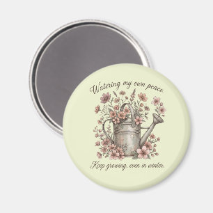 Watering My Own Peace Vintage Floral Botanical Magnet