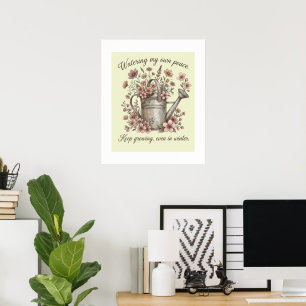 Watering My Own Peace Vintage Floral Botanical Poster