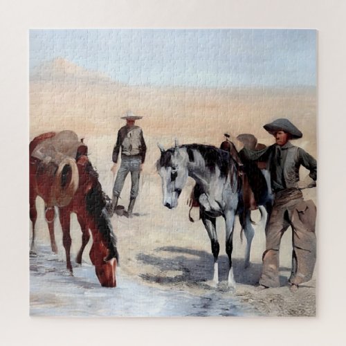 Watering Time Western Art by Edward Borein Jigsaw Puzzle