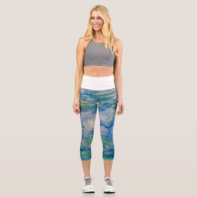 Waterlilies, 1916-1919 by Claude Monet Capri Leggings (Front)