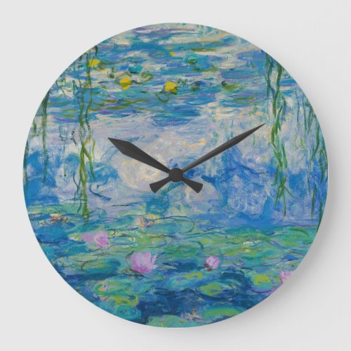 Waterlilies 1916_1919 by Claude Monet Large Clock