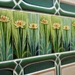Waterlilies Art Deco Floral Wall Decor Art Nouveau Ceramic Tile<br><div class="desc">Welcome to CreaTile! Here you will find handmade tile designs that I have personally crafted and vintage ceramic and porcelain clay tiles, whether stained or natural. I love to design tile and ceramic products, hoping to give you a way to transform your home into something you enjoy visiting again and...</div>