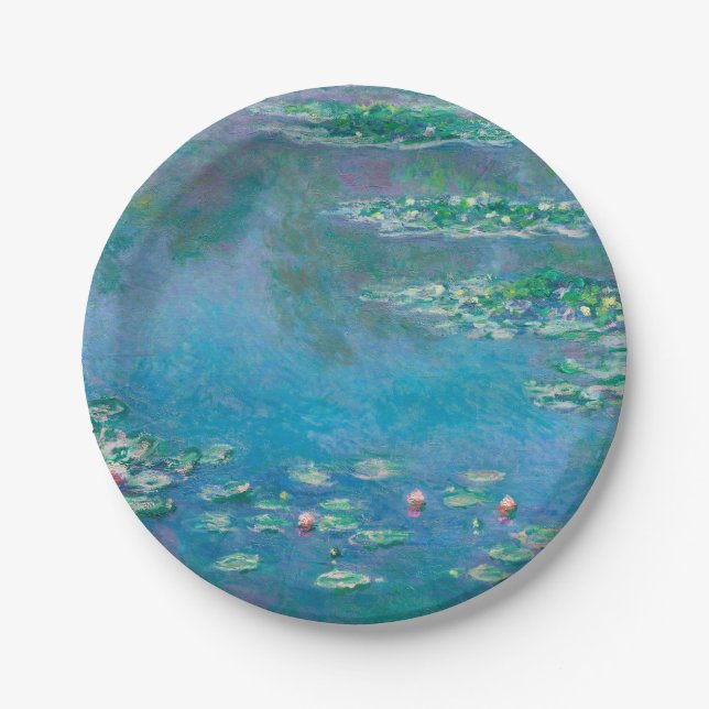 Waterlilies by Claude Monet Fine Art Painting Paper Plates (Front)