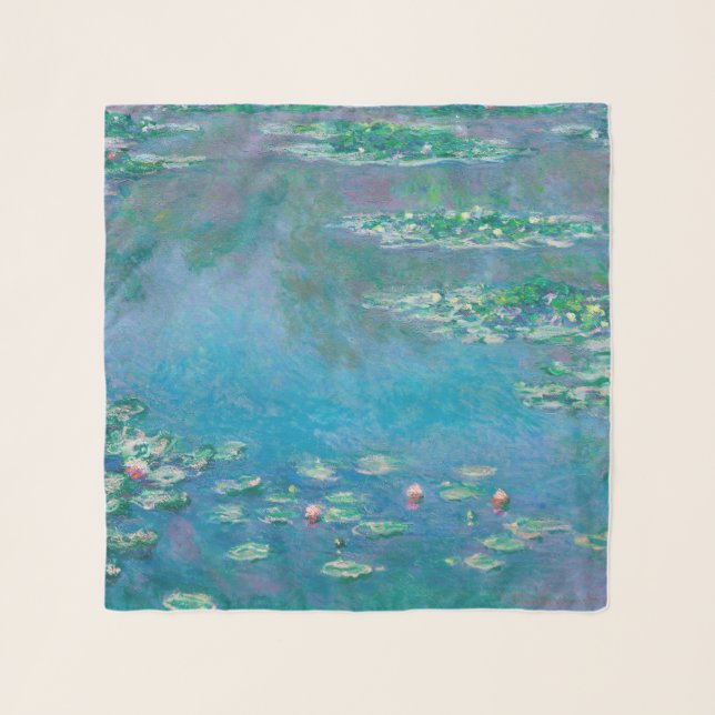 Waterlilies by Claude Monet Fine Art Painting Scarf (Front)
