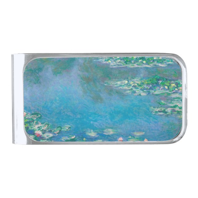 Waterlilies by Claude Monet Fine Art Painting Silver Finish Money Clip (Front)