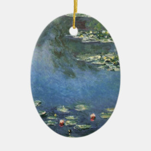Waterlilies by Claude Monet, Vintage Flowers Ceramic Ornament