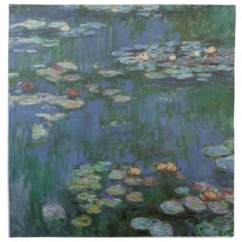 Waterlilies by Claude Monet Vintage Flowers Cloth Napkin