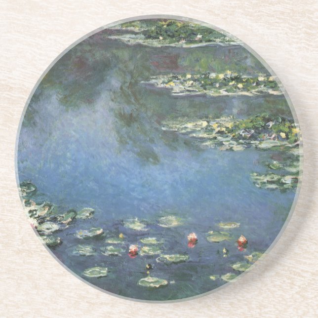 Waterlilies by Claude Monet, Vintage Flowers Coaster (Front)