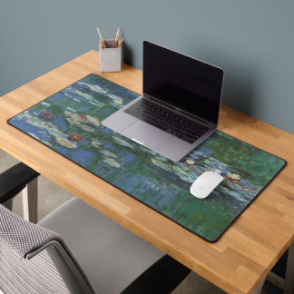 Waterlilies by Claude Monet, Vintage Flowers Desk Mat