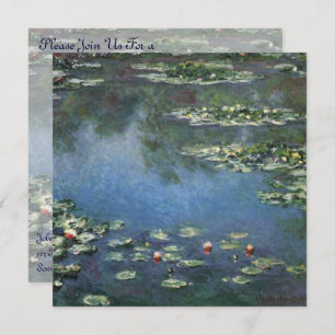 Waterlilies by Claude Monet, Vintage Flowers Invitation