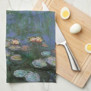 Waterlilies by Claude Monet, Vintage Flowers Kitchen Towel