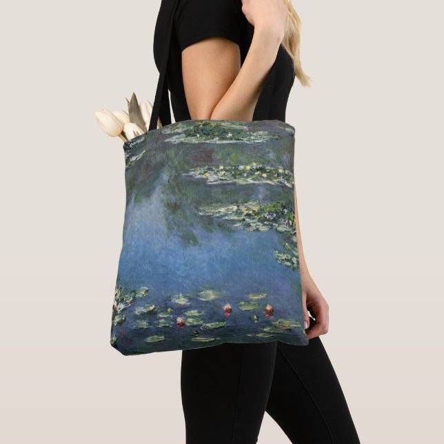 Waterlilies by Claude Monet, Vintage Flowers Tote Bag (Close Up)