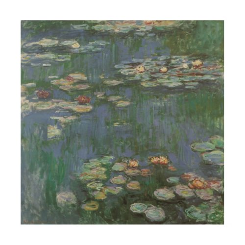 Waterlilies by Claude Monet Vintage Flowers Wood Wall Decor