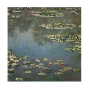 Waterlilies by Claude Monet, Vintage Flowers Wood Wall Decor