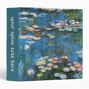 Waterlilies by Claude Monet, Vintage Impressionism 3 Ring Binder