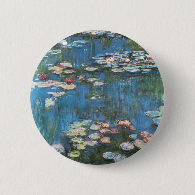 Waterlilies by Claude Monet, Vintage Impressionism Button (Front)