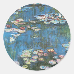 Waterlilies by Claude Monet, Vintage Impressionism Classic Round Sticker
