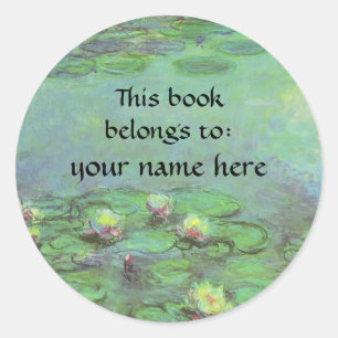 Waterlilies by Claude Monet, Vintage Impressionism Classic Round Sticker