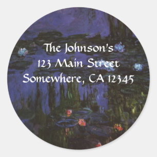 Waterlilies by Claude Monet, Vintage Impressionism Classic Round Sticker