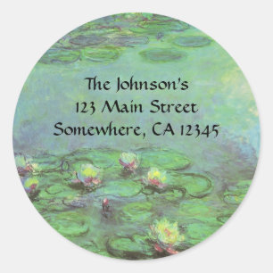 Waterlilies by Claude Monet, Vintage Impressionism Classic Round Sticker
