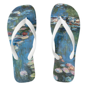 Waterlilies by Claude Monet, Vintage Impressionism Flip Flops