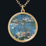 Waterlilies by Claude Monet, Vintage Impressionism Gold Plated Necklace<br><div class="desc">Waterlilies (1914) by Claude Monet is a vintage impressionist fine art nature painting. One of many variations of water lily floral paintings that Monet painted by the pond in his flower garden in Giverny, France. About the artist: Claude Monet (1840-1926) was a founder of the French impressionist painting movement with...</div>