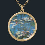 Waterlilies by Claude Monet, Vintage Impressionism Gold Plated Necklace<br><div class="desc">Waterlilies (1914) by Claude Monet is a vintage impressionist fine art nature painting. One of many variations of water lily floral paintings that Monet painted by the pond in his flower garden in Giverny, France. About the artist: Claude Monet (1840-1926) was a founder of the French impressionist painting movement with...</div>
