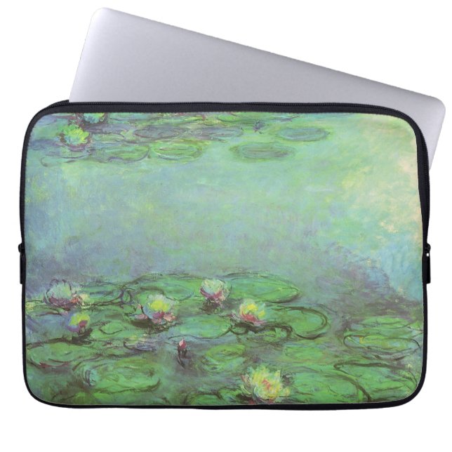 Waterlilies by Claude Monet, Vintage Impressionism Laptop Sleeve (Front)