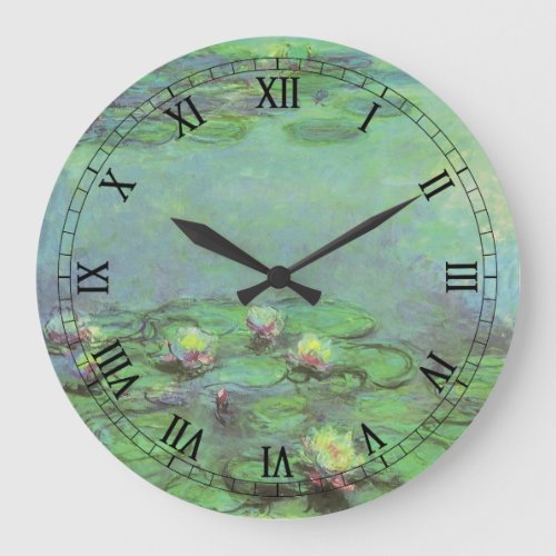 Waterlilies by Claude Monet Vintage Impressionism Large Clock