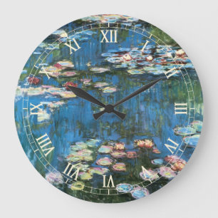 Waterlilies by Claude Monet, Vintage Impressionism Large Clock