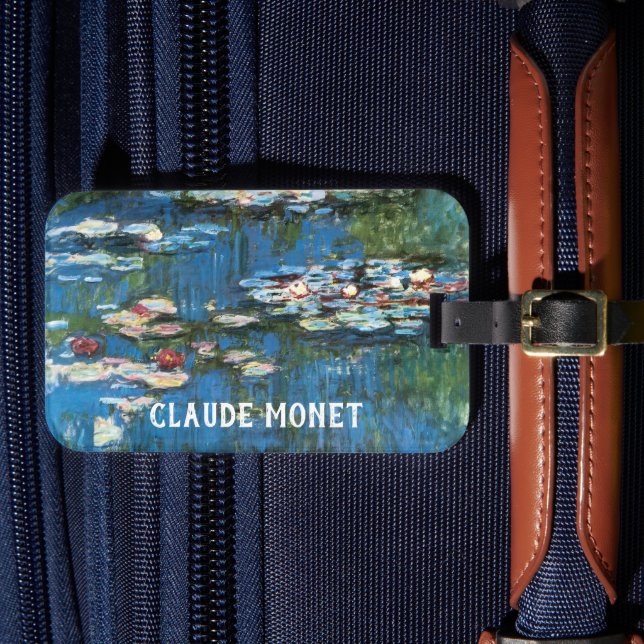 Waterlilies by Claude Monet, Vintage Impressionism Luggage Tag (Front Insitu 4)